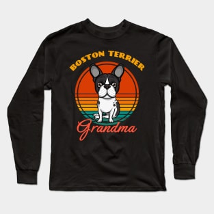 Boston Terrier Grandma Dog puppy Lover Cute Sunser Mother's Day Long Sleeve T-Shirt